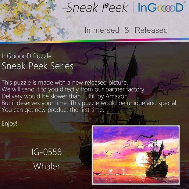 Ingooood- Jigsaw Puzzle 1000 Pieces- Sneak Peek Series- Whaler_IG-0558 Entertainment Toys for Adult Special Graduation or Birthday Gift Home Decor - Ingooood