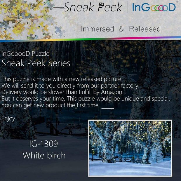 Ingooood-Jigsaw Puzzle 1000 Pieces-Sneak Peek Series-White Birch_IG-1309 Entertainment Toys for Adult Special Graduation or Birthday Gift Home Decor - Ingooood