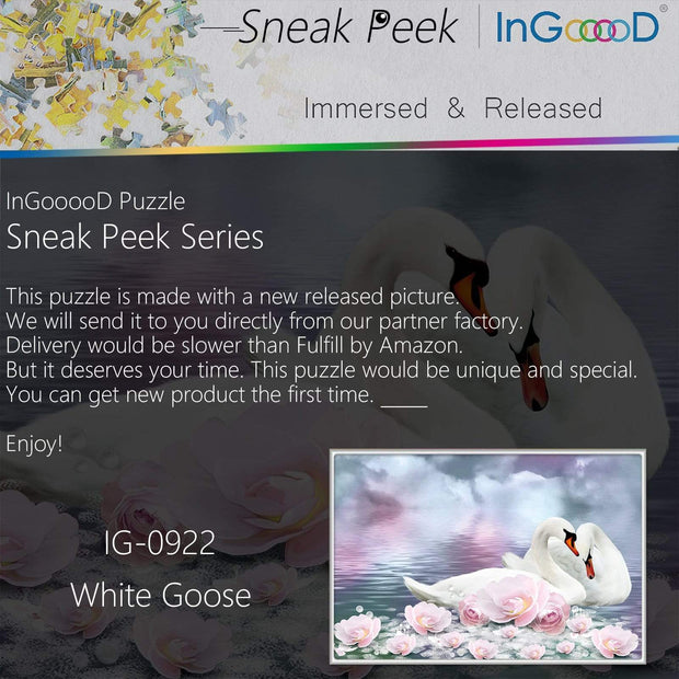 Ingooood-Jigsaw Puzzle 1000 Pieces-Sneak Peek Series-White Goose_IG-0922 Entertainment Toys for Adult Special Graduation or Birthday Gift Home Decor - Ingooood