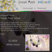 Ingooood-Jigsaw Puzzle 1000 Pieces- Sneak Peek Series- White Horse_IG-0604 Entertainment Toys for Adult Special Graduation or Birthday Gift Home Decor - Ingooood