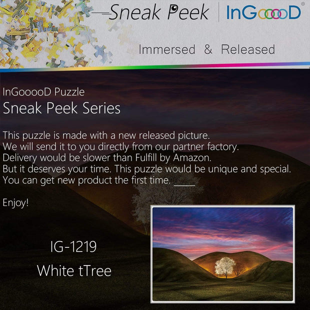 Ingooood-Jigsaw Puzzle 1000 Pieces-Sneak Peek Series-White tTree_IG-1219 Entertainment Toys for Adult Special Graduation or Birthday Gift Home Decor - Ingooood