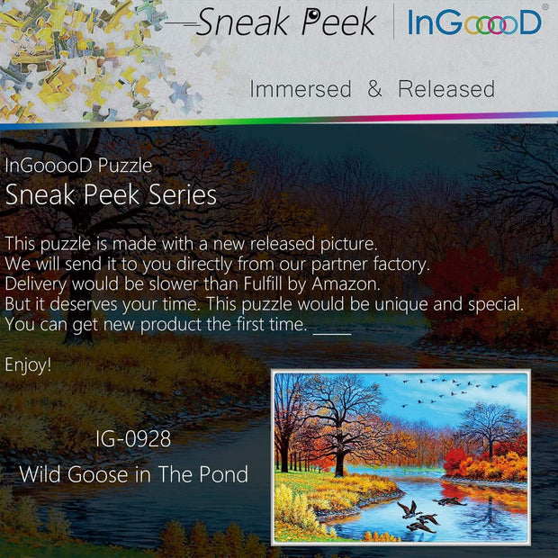 Ingooood-Jigsaw Puzzle 1000 Pieces-Sneak Peek Series-Wild Goose in The Pond_IG-0928 Entertainment Toys for Graduation or Birthday Gift Home Decor - Ingooood