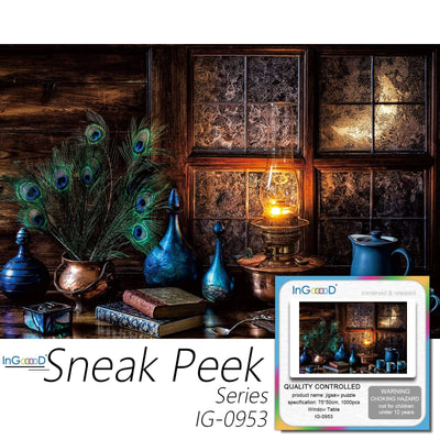 Ingooood-Jigsaw Puzzle 1000 Pieces-Sneak Peek Series-Window Table_IG-0953 Entertainment Toys for Adult Special Graduation or Birthday Gift Home Decor - Ingooood