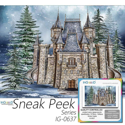 Ingooood-Jigsaw Puzzle 1000 Pieces-Sneak Peek Series-Winter Castle_IG-0637 Entertainment Toys for Adult Special Graduation or Birthday Gift Home Decor - Ingooood