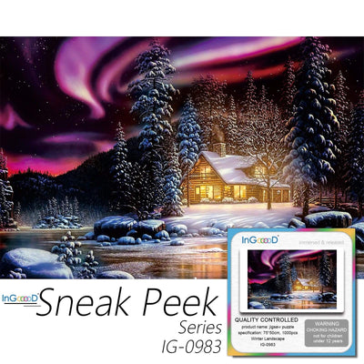 Ingooood-Jigsaw Puzzle 1000 Pieces-Sneak Peek Series- Winter Landscape_IG-0983 Entertainment Toys for Graduation or Birthday Gift Home Decor - Ingooood