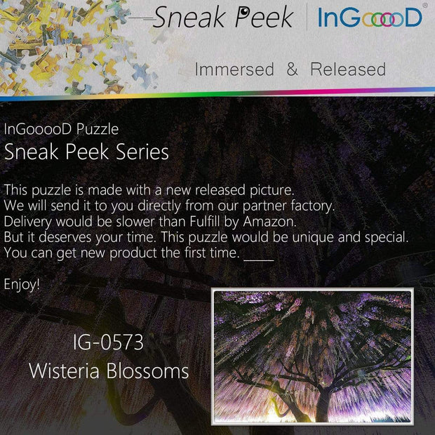 Ingooood- Jigsaw Puzzle 1000 Pieces- Sneak Peek Series-Wisteria Blossoms_IG-0573 Entertainment Toys for Adult Graduation or Birthday Gift Home Decor - Ingooood