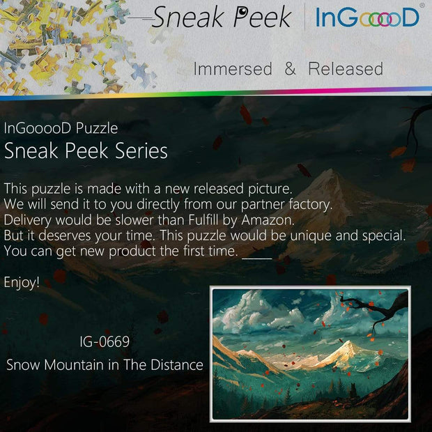 Ingooood- Jigsaw Puzzle 1000 Pieces- Snow Mountain in The Distance_IG-0669 Entertainment Toys for Adult Special Graduation or Birthday Gift Home Decor - Ingooood