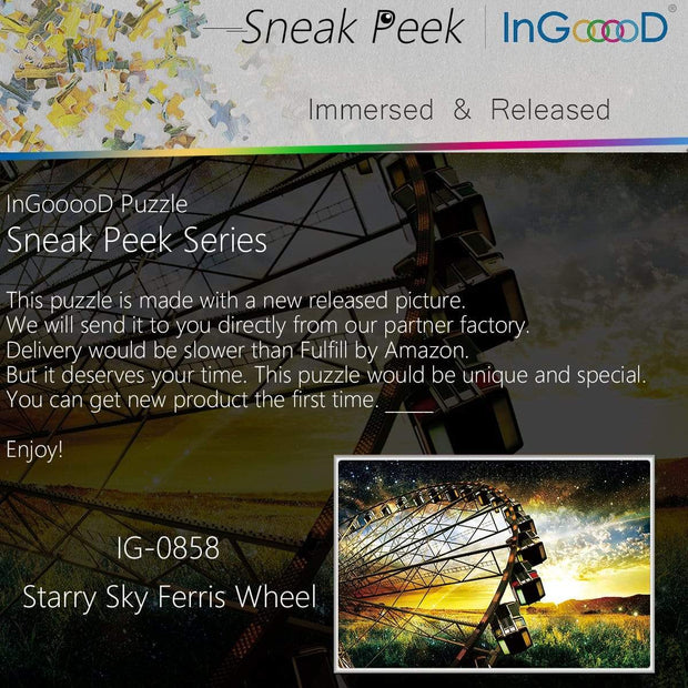 Ingooood- Jigsaw Puzzle 1000 Pieces- Starry Sky Ferris Wheel_IG-0858 Entertainment Toys for Adult Special Graduation or Birthday Gift Home Decor - Ingooood