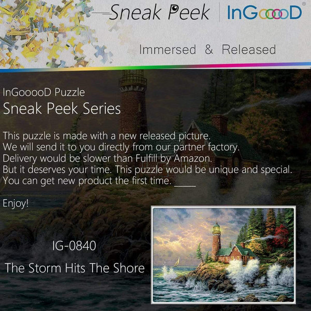 Ingooood- Jigsaw Puzzle 1000 Pieces- The Storm Hits The Shore_IG-0840 Entertainment Toys for Adult Special Graduation or Birthday Gift Home Decor - Ingooood