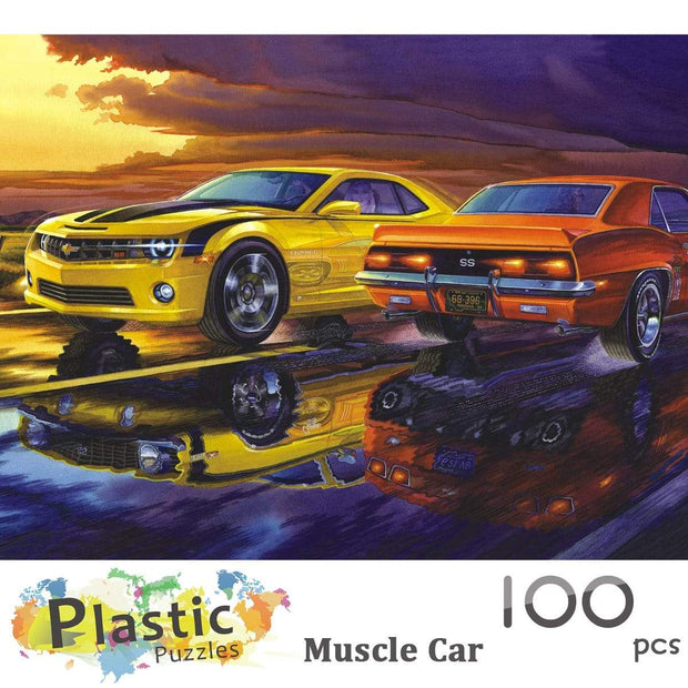 Ingooood Plastic Jigsaw Puzzle 100 Pieces for Kids- Muscle Car - Ingooood