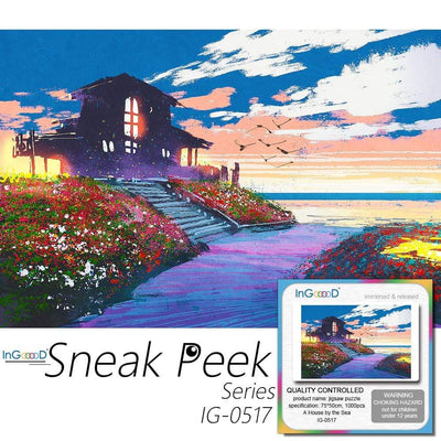 Ingooood Wooden Jigsaw Puzzle 1000 Pieces for Adult - A House by the Sea - Ingooood