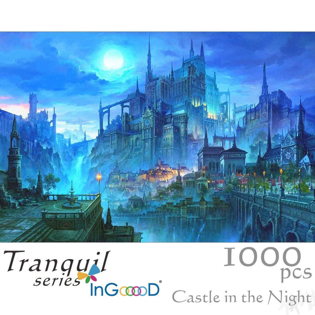 Ingooood Wooden Jigsaw Puzzle 1000 Pieces for Adult - Castle in The Night - Ingooood