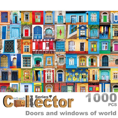 Ingooood Wooden Jigsaw Puzzle 1000 Pieces for Adult - Doors and windows of world - Ingooood