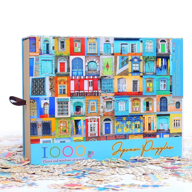 Ingooood Wooden Jigsaw Puzzle 1000 Pieces for Adult - Doors and windows of world - Ingooood