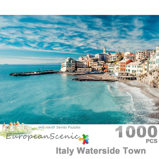 Ingooood Wooden Jigsaw Puzzle 1000 Pieces for Adult - Italy Waterside Town - Ingooood