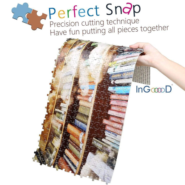 Ingooood Wooden Jigsaw Puzzle 1000 Pieces for Adult - Library - Ingooood