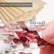 Ingooood Wooden Jigsaw Puzzle 1000 Pieces for Adult - Maple Leaves Heart - Ingooood