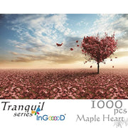 Ingooood Wooden Jigsaw Puzzle 1000 Pieces for Adult - Maple Leaves Heart - Ingooood