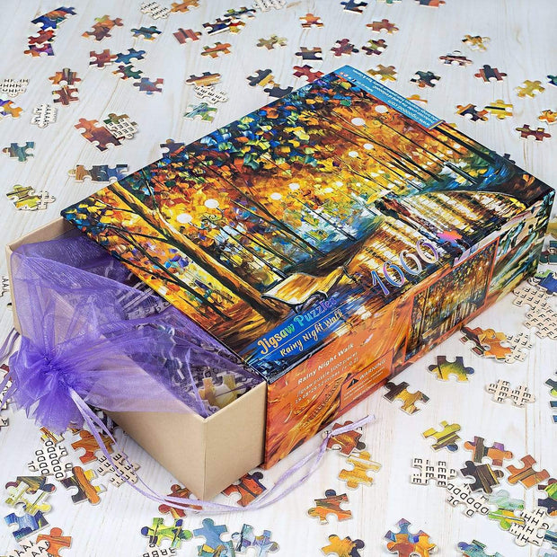 Ingooood Wooden Jigsaw Puzzle 1000 Pieces for Adult - Rainy Night Walk - Ingooood