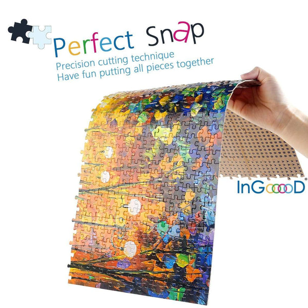 Ingooood Wooden Jigsaw Puzzle 1000 Pieces for Adult - Rainy Night Walk - Ingooood