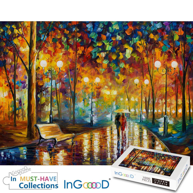 Ingooood Wooden Jigsaw Puzzle 1000 Pieces for Adult - Rainy Night Walk - Ingooood