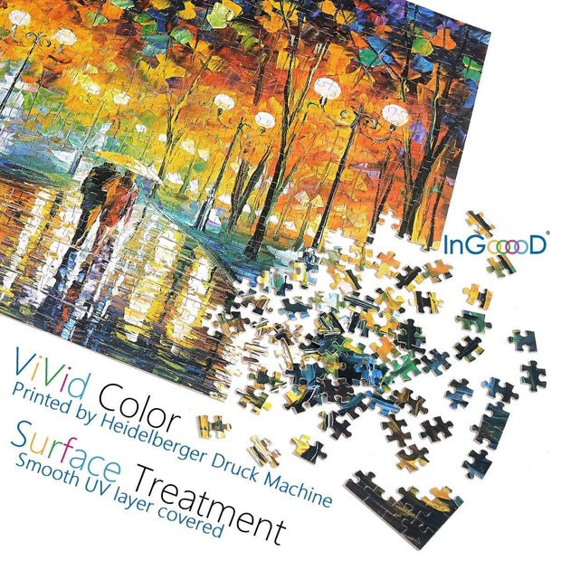 Ingooood Wooden Jigsaw Puzzle 1000 Pieces for Adult - Rainy Night Walk - Ingooood