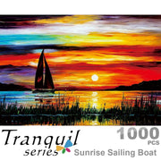 Ingooood Wooden Jigsaw Puzzle 1000 Pieces for Adult - Sunrise Sailing Boat - Ingooood