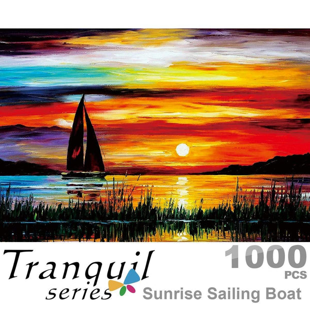 Ingooood Wooden Jigsaw Puzzle 1000 Pieces for Adult - Sunrise Sailing Boat - Ingooood