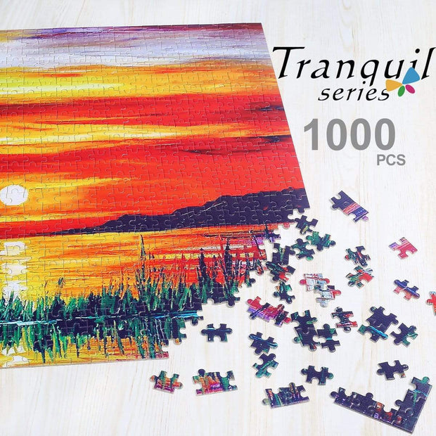 Ingooood Wooden Jigsaw Puzzle 1000 Pieces for Adult - Sunrise Sailing Boat - Ingooood